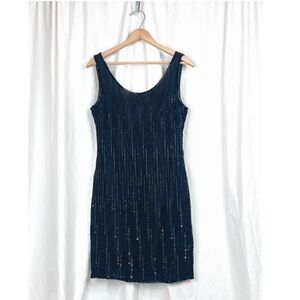 Y2K does 20s Black Silk beaded Dress